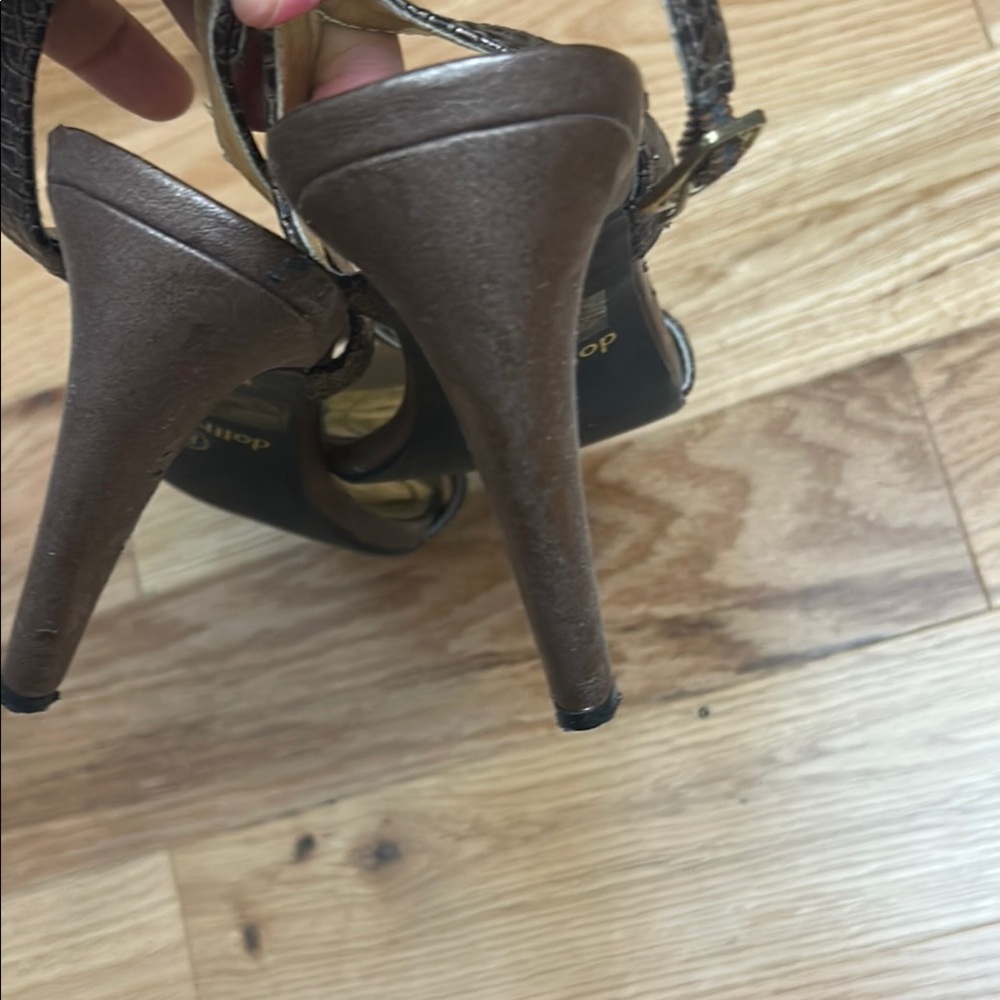 Dollhouse Brown and Gold Heels with Ankle Strap - Picture 16 of 17